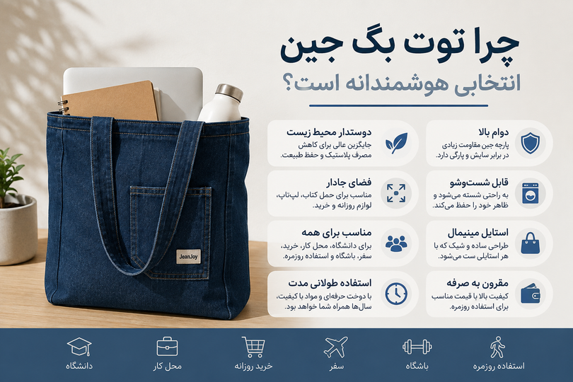 خرید توت بگ؛ راهنمای کامل انتخاب بهترین توت بگ جین و کیف پارچهای